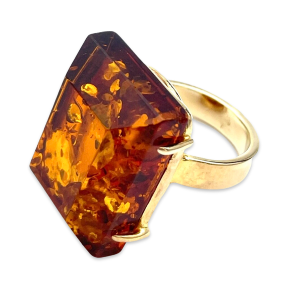 Anillo Ámbar Bañado en Oro