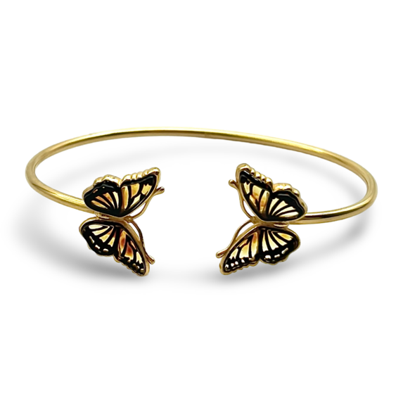 Gold-plated amber bracelet Butterfly