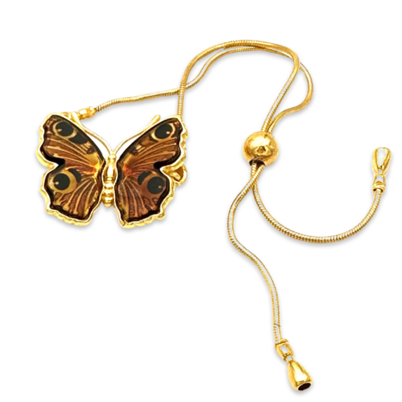 Pulsera de Ámbar Bañada en Oro Mariposa