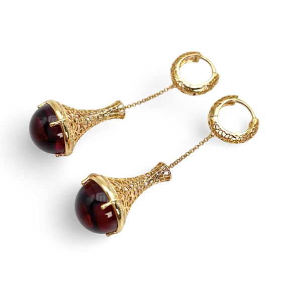 Gold plated amber earrings