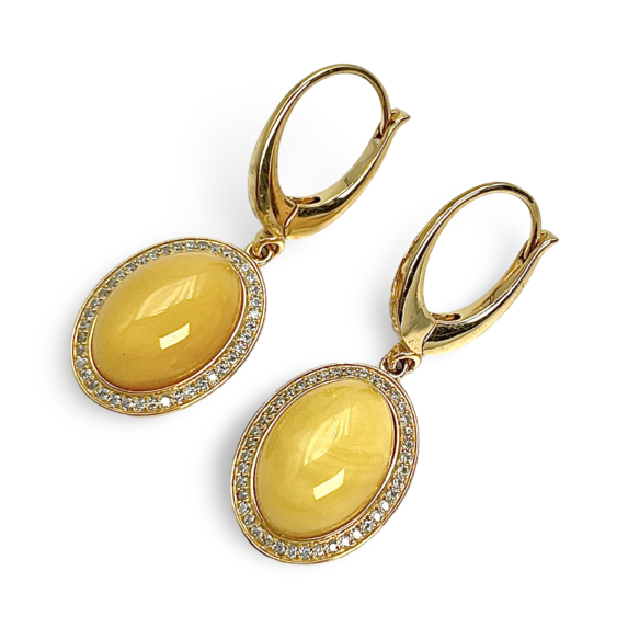 Gold plated amber earrings