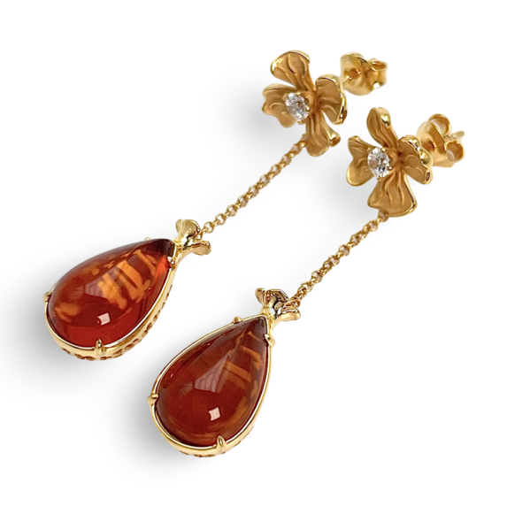 Gold plated amber earrings