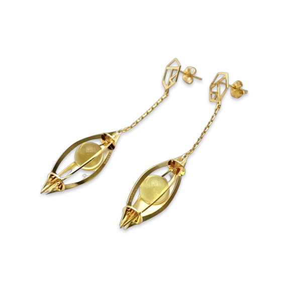 Gold plated amber earrings