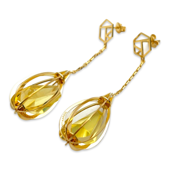 Gold plated amber earrings