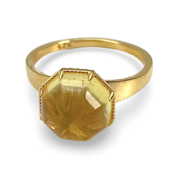 Anillo ámbar bañado en oro