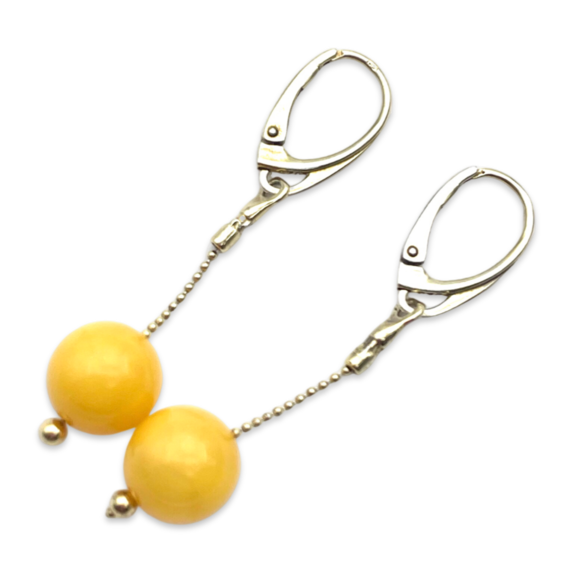 Gold plated earrings with amber