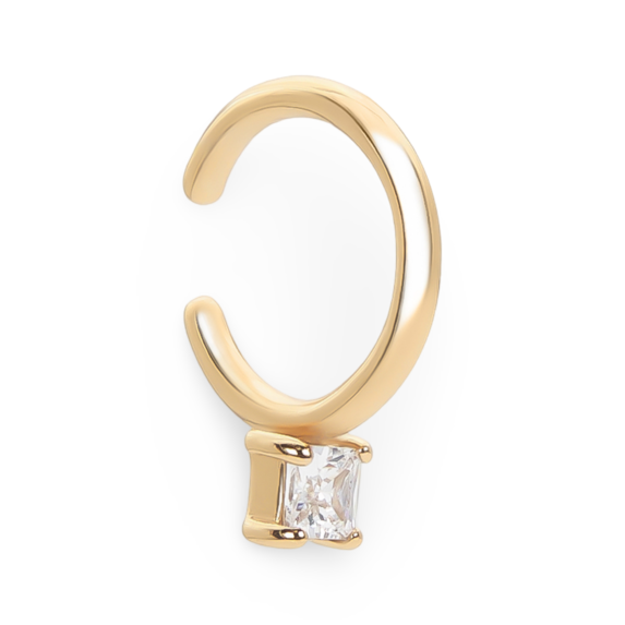 Ear Cuff de plata bañada en oro con circonita