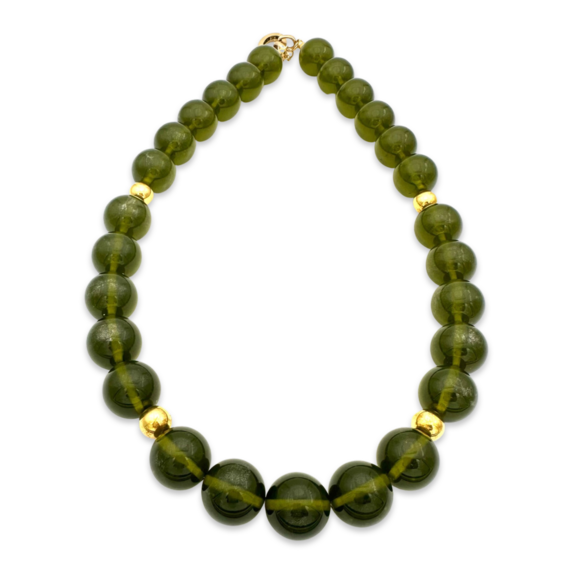 Green amber beads