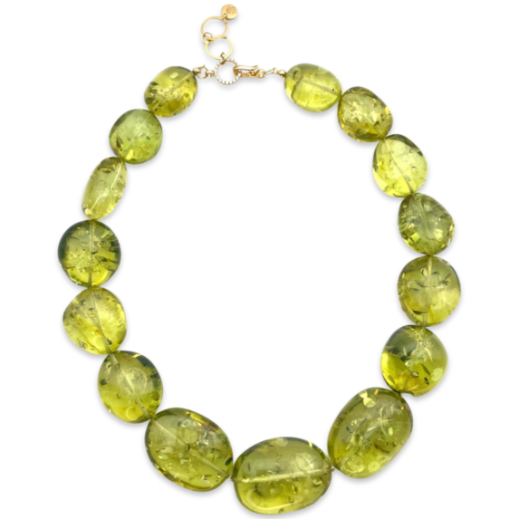 Green amber beads necklace