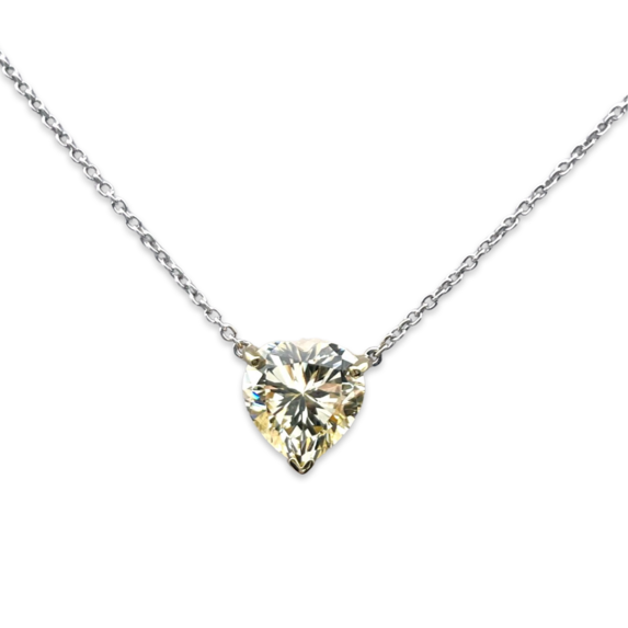 Heart Silver Necklace with zircon