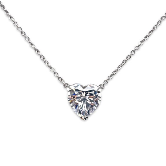 Heart Silver Necklace with zircon