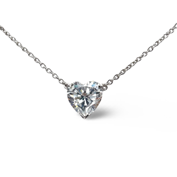 Collar de Plata con Corazón de Diamantes Artificiales