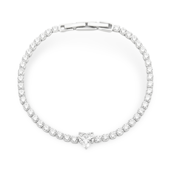 Pulsera de Plata Corazón con Circonitas