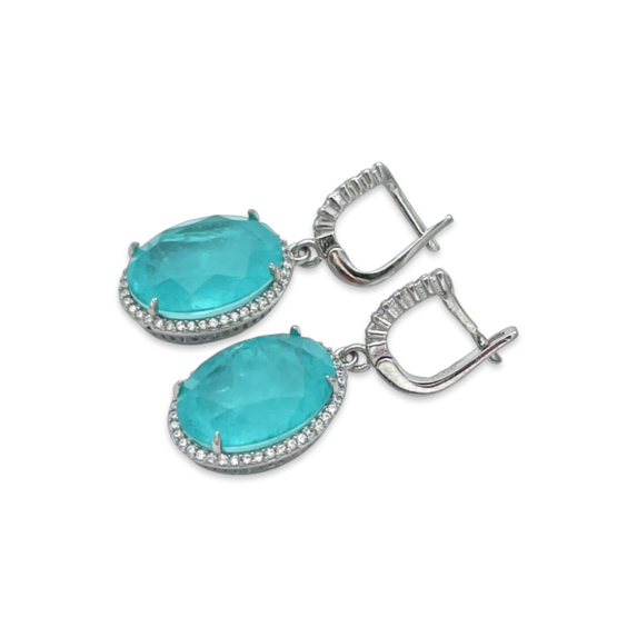 Pendientes de Plata con Paraiba y Circonitas