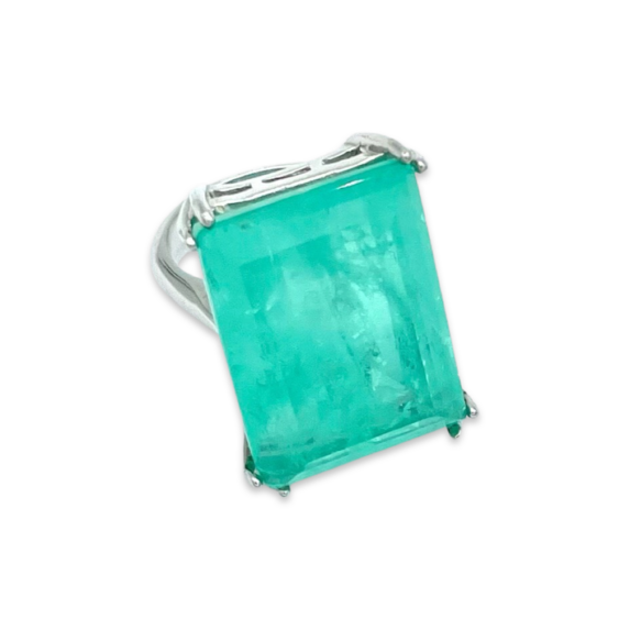 Silver ring with Paraiba stone