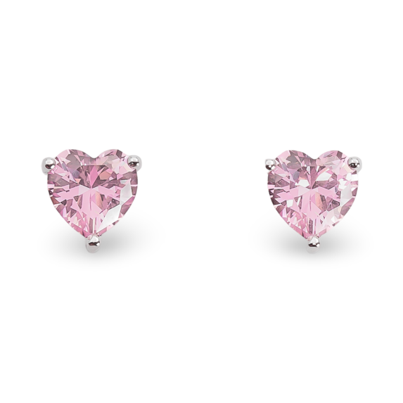 Pendientes de plata con circonitas y corazones