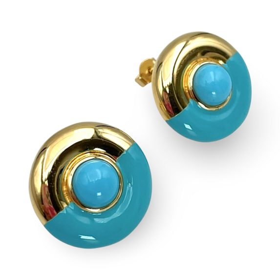 Turquoise and gilded silver earrings