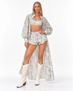 Ivory Boho Western Look – Tencel-Set mit Ornamentprint und Wildlederstiefeln | Image 2