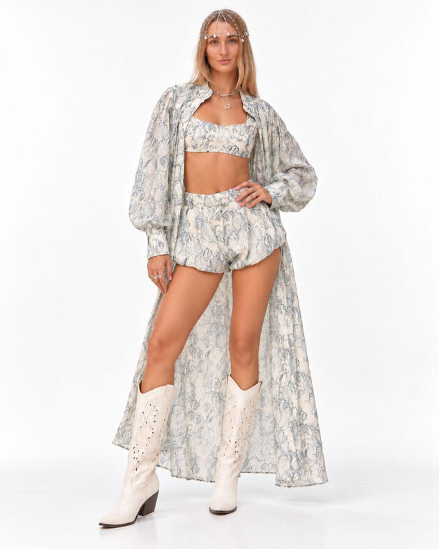 Ivory Boho Western Outfit – Ornamental Tencel Set & Suede Boots | Image 2